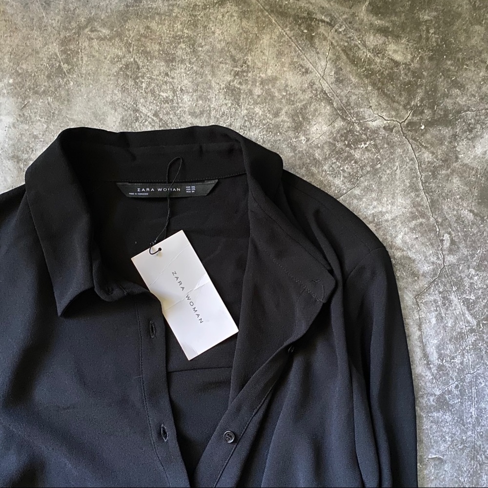NWT ZARA Black button down dress XXL